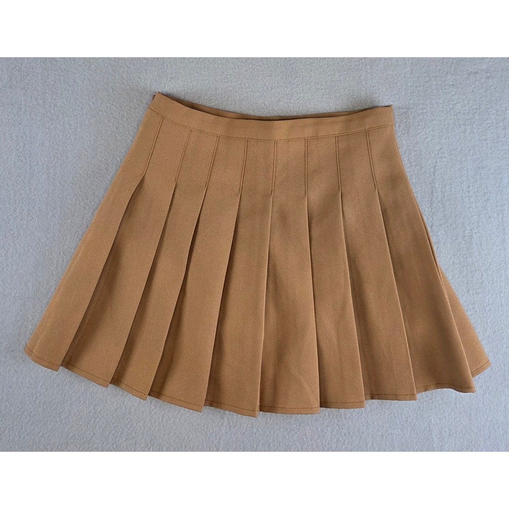 Brown Pleated Tennis Skirt Skort Built-in Shorts Preppy Blokecore Mini Skirt - Picture 6 of 8